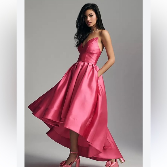 Dresses & Skirts - Formal dress, Strapless Hi low , pink satin bridesmaid